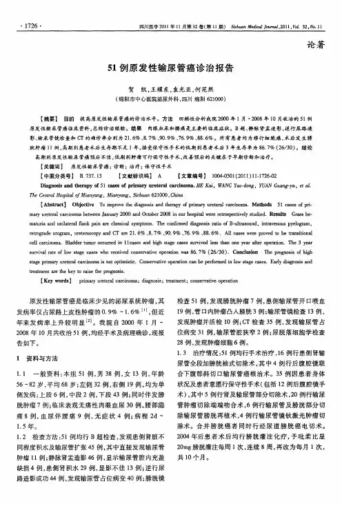 51例原发性输尿管癌诊治报告
