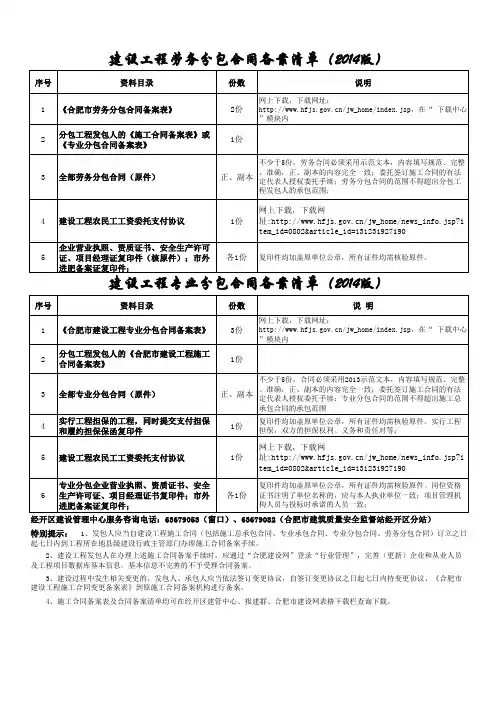 总分包合同备案清单