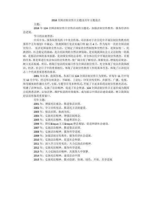 全国法制宣传日主题及历年主题盘点