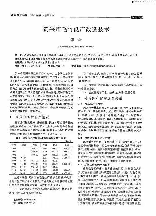 资兴市毛竹低产改造技术