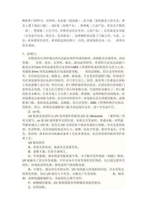 橱柜柜门材料分