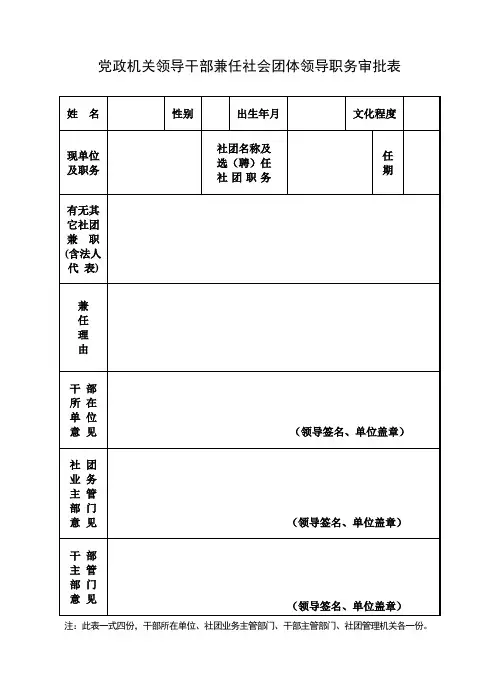 党政机关领导干部兼任社会团体领导职务审批表doc.doc