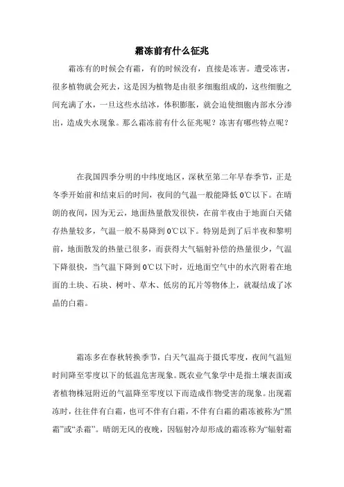 霜冻前有什么征兆