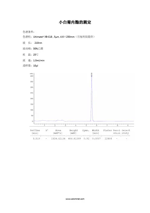 小白菊内酯 色谱 HPLC 液相色谱 液相色谱图 液相分析 检测