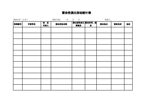 营业性演出活动统计表