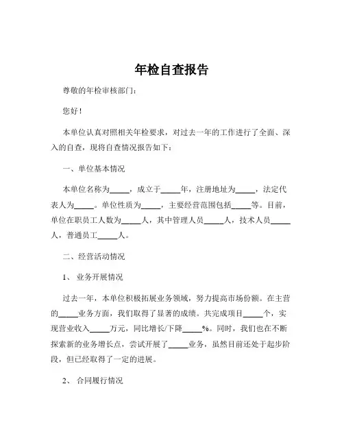 年检自查报告