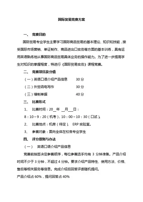 国际贸易竞赛方案