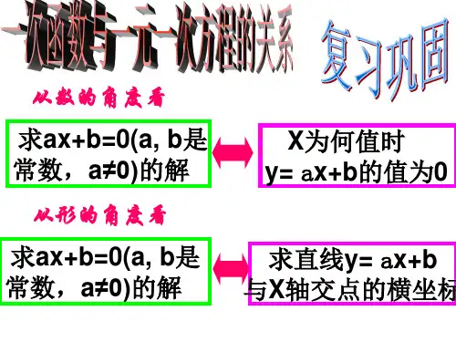一次函数与一元一次不等式的关系复习