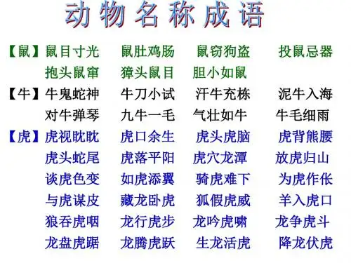 动 物 名 称 成 语