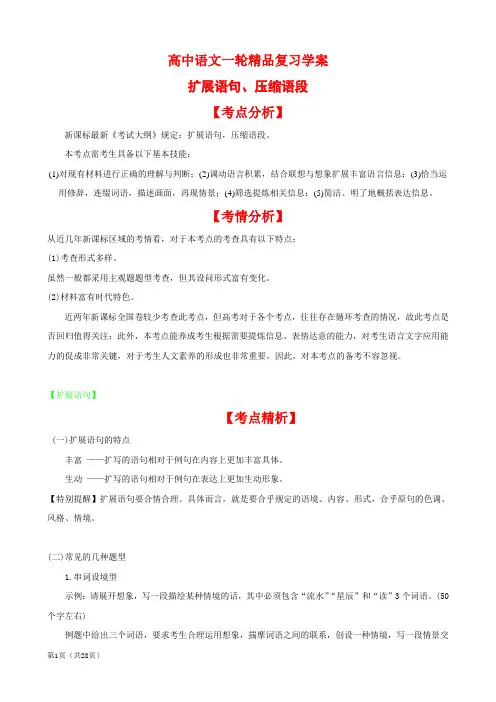 高考语文专题复习：扩展语句、压缩语段