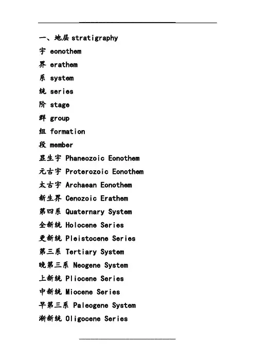 地质英语专业词汇