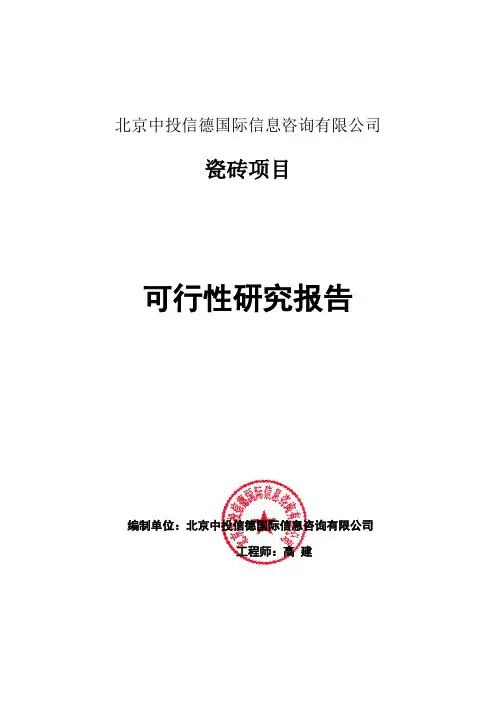 瓷砖项目可行性研究报告编写格式说明(模板套用型word)