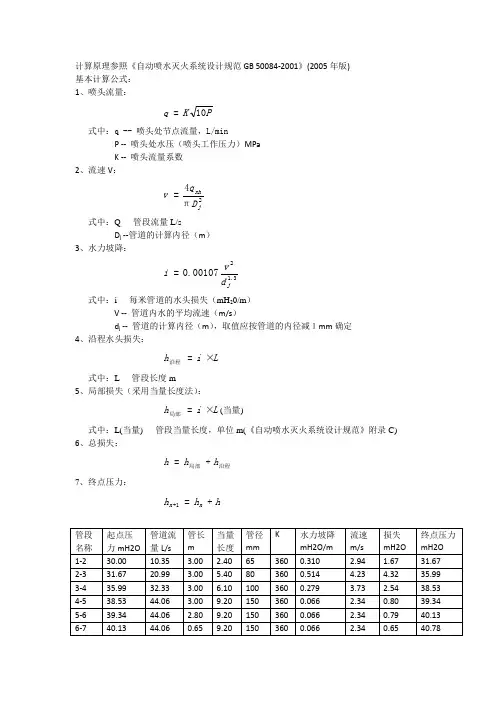 喷淋计算书
