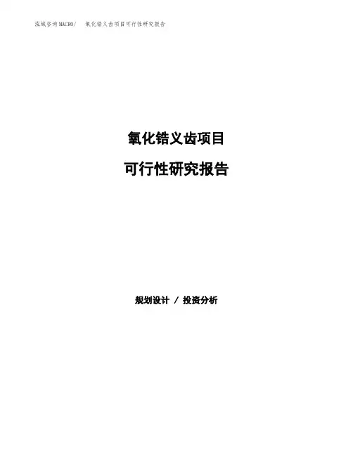 氧化锆义齿项目可行性研究报告发改委立项模板