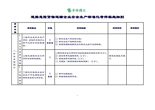 【卓顶精品】道路危险货物运输企业安全生产标准化考评实施细则.doc