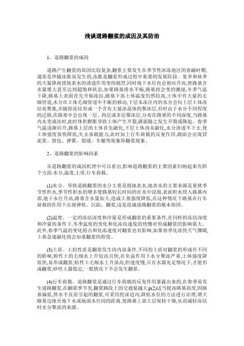 浅谈道路翻浆的成因及其防治