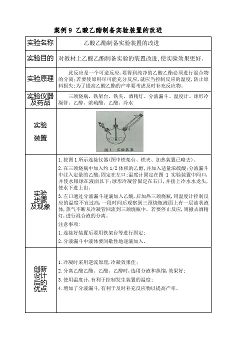 案例9 乙酸乙酯制备实验装置的改进