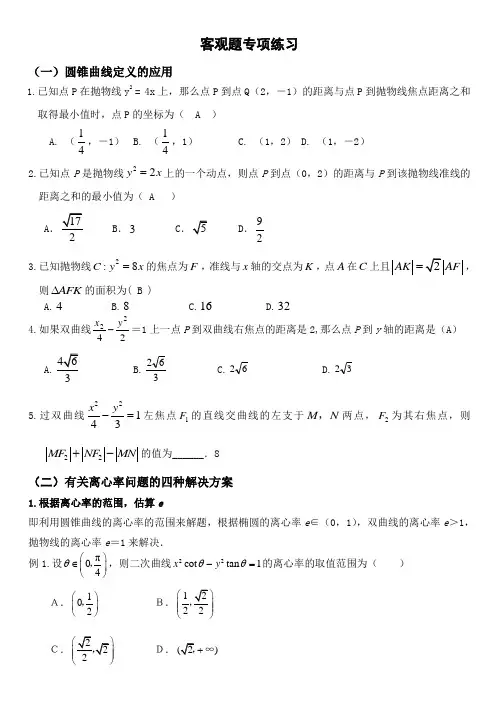 14解析几何客观题专练