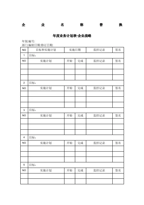 年度业务计划表(表格模板、DOC格式)
