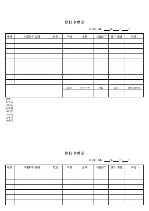 物料申购单