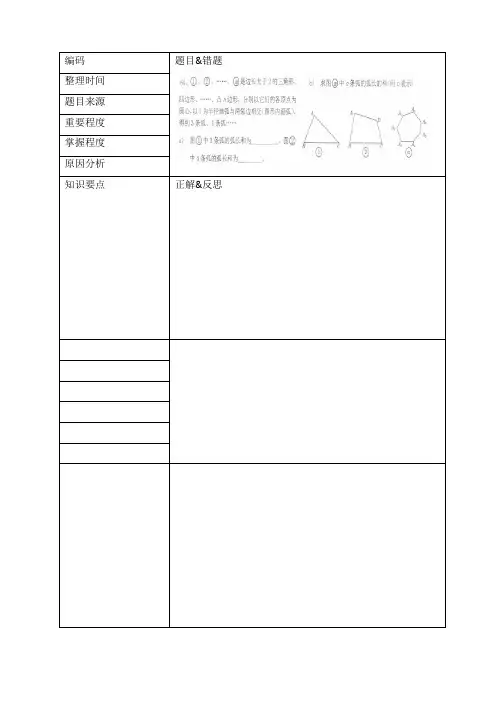 错题本模板