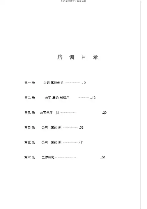 公司年度经营计划和预算