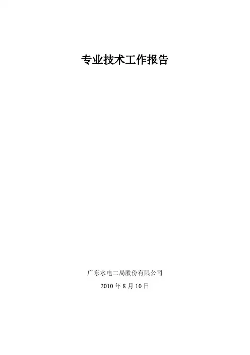 申请水利工程师中级职称技术报告