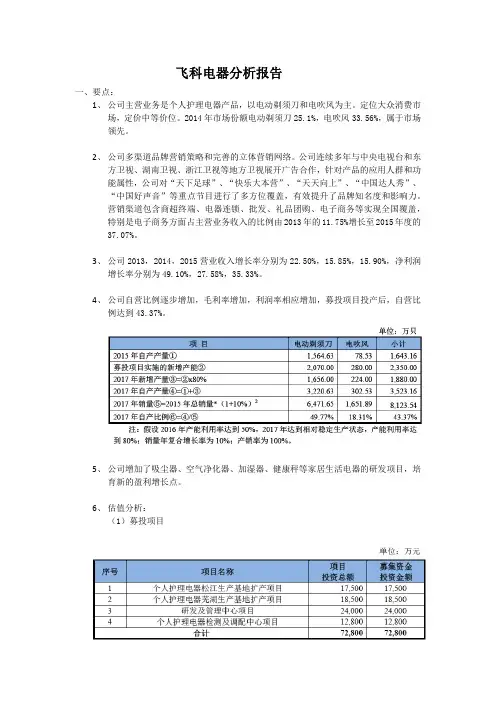 飞科电器分析报告