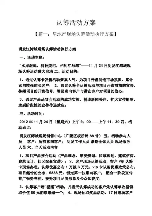 认筹活动方案