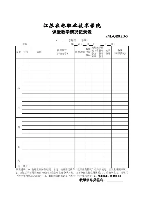QR8.2.3-5课堂教学情况记录表