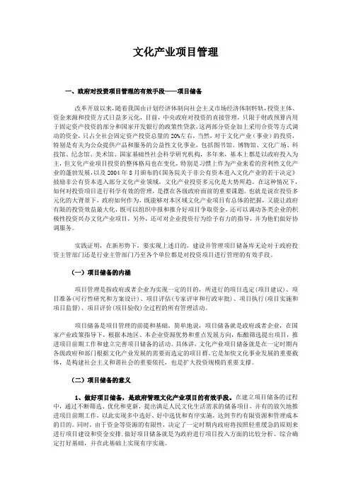 文化产业项目管理