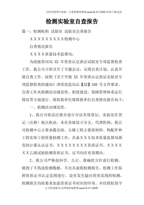 检测实验室自查报告doc