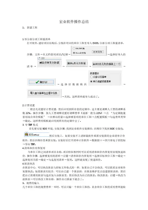 宏业软件操作总结