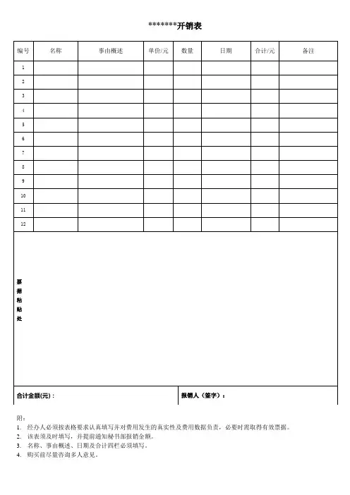 报销表