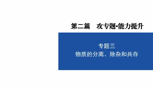 中考化学复习专题三物质的分离、除杂和共存