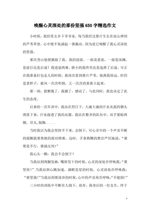 唤醒心灵深处的那份坚强650字精选作文