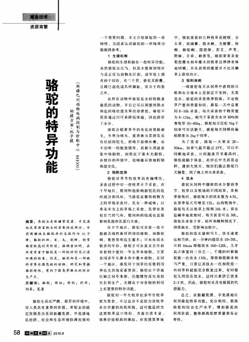 骆驼的特异功能