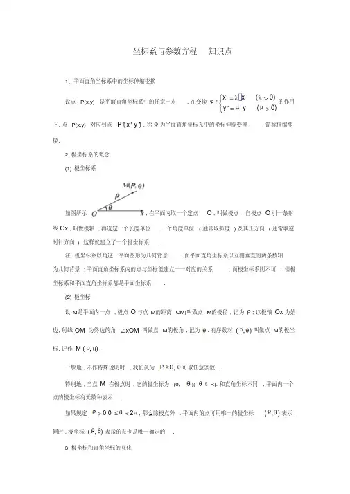 高中数学选修4—4(坐标系与参数方程)知识点总结