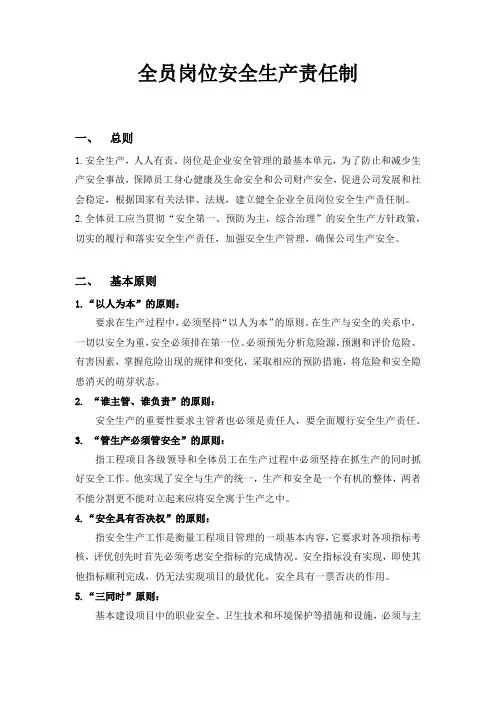 全员岗位安全生产责任制