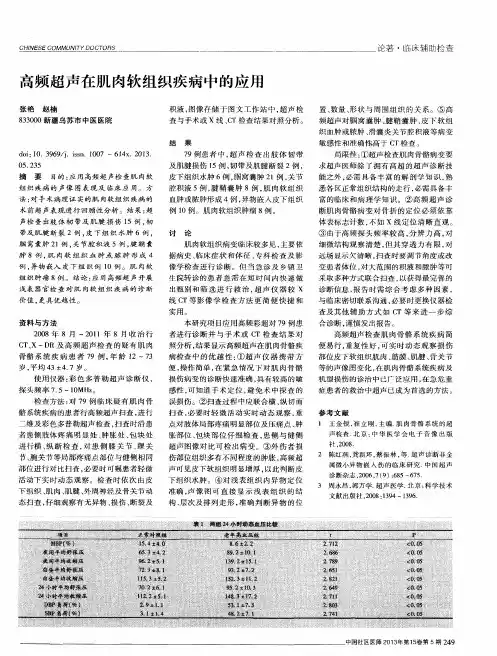 高频超声在肌肉软组织疾病中的应用