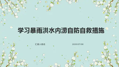 学习暴雨洪水内涝自防自救措施完整PPT