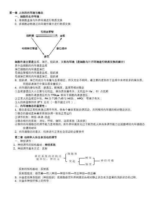 高中生物必修三知识点总结全