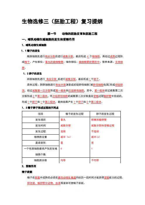 生物选修三复习提纲