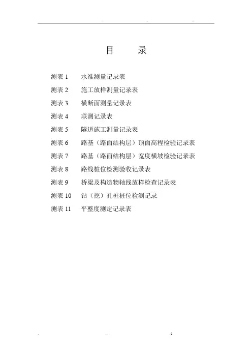 测量原始记录表
