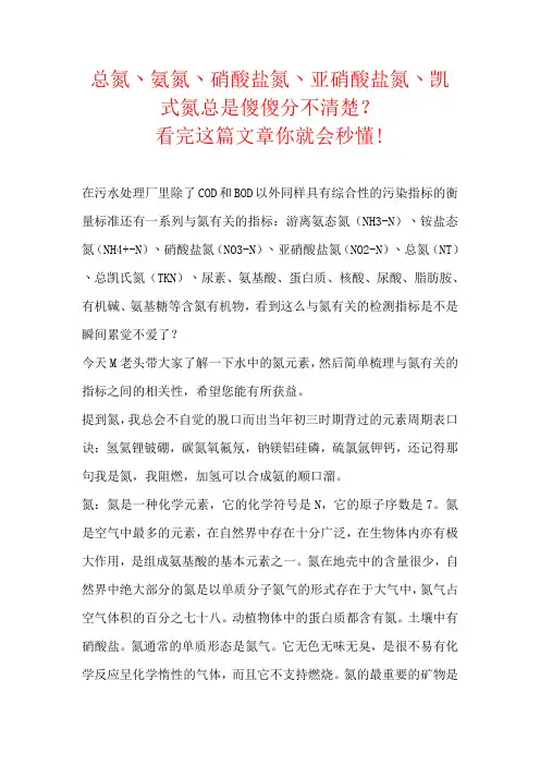 总氮丶氨氮丶硝酸盐氮丶亚硝酸盐氮丶凯式氮的知识要点
