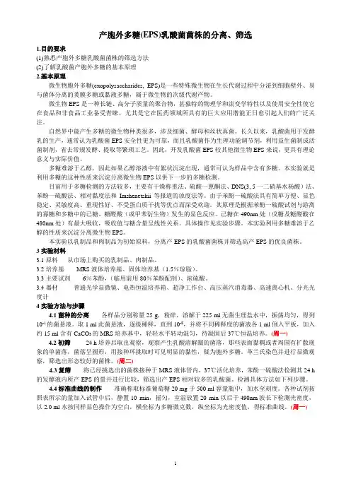 产胞外多糖(EPS)乳酸菌菌株的分离、筛选