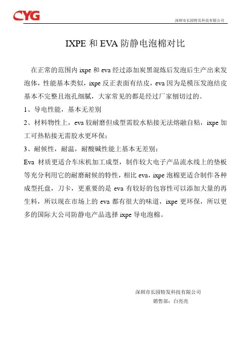 IXPE和EVA防静电泡棉对比