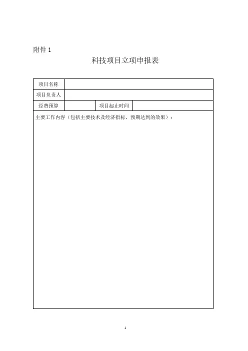 项目申报表格式