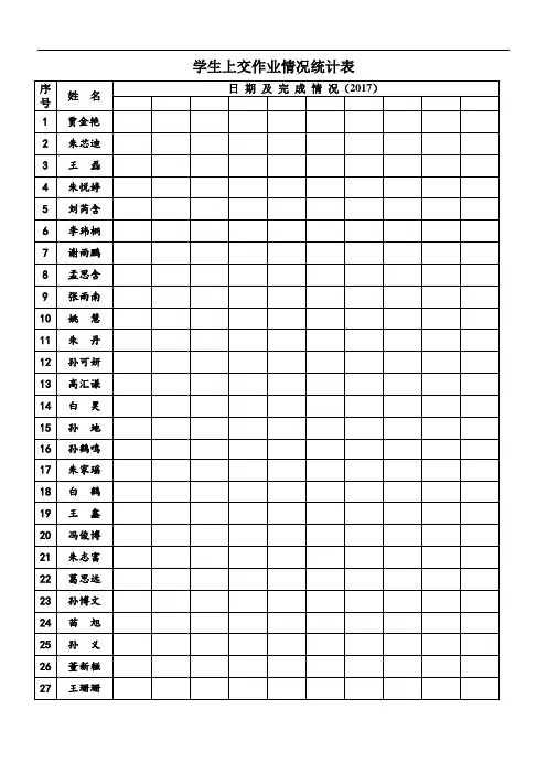 学生上交作业情况统计表