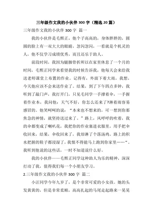 三年级作文我的小伙伴300字(精选20篇)